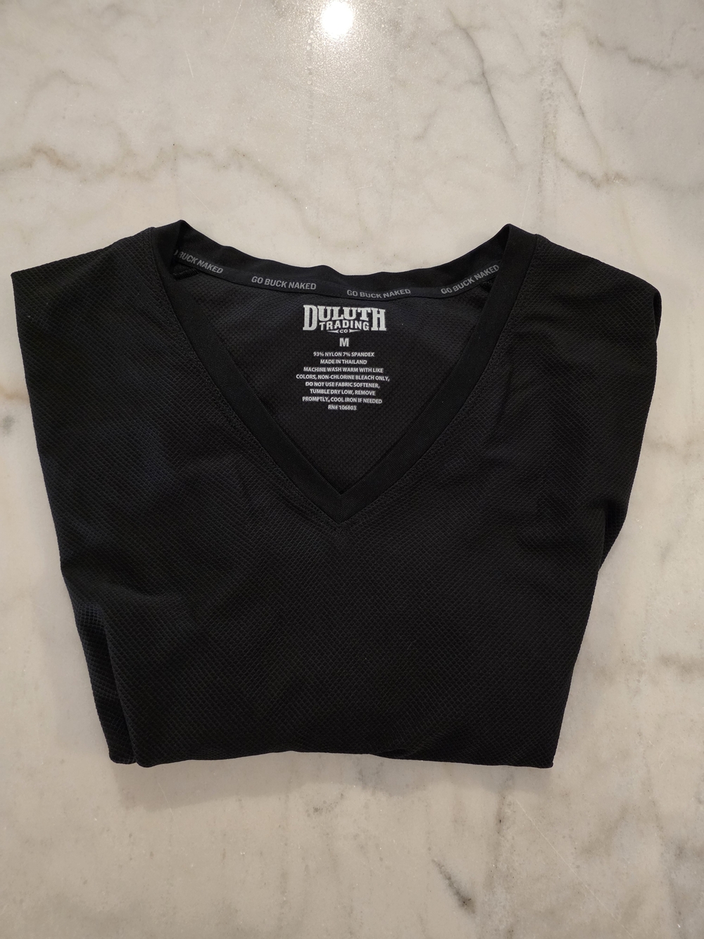Duluth Trading Co Go Buck Naked Performance V-Neck Undershirt Black Men's Medium